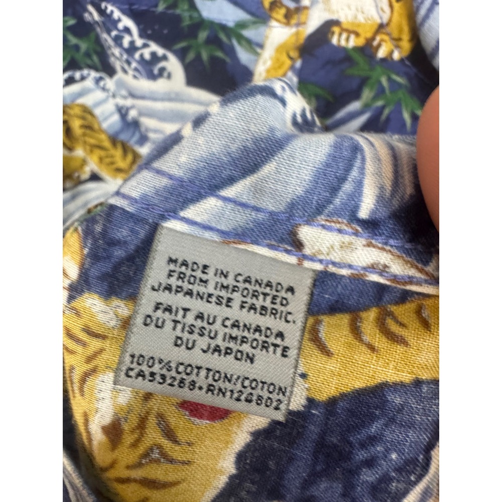 Naked & Famous Mens Tiger Wave Print Short Sleeve Button Down Shirt Small S - Picture 4 of 7